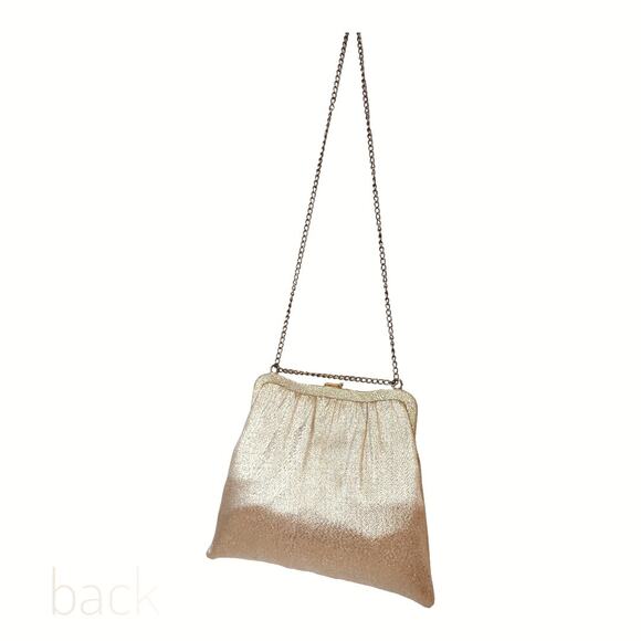 Gold Lame' Evening Bag Vintage Mini Shoulder Bag Clutch Glamour Metallic Simple - Picture 6 of 13